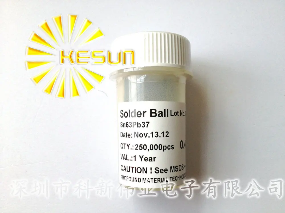 

FREE SHIPPING 250K 0.4 0.40mm 0.40 mm BGA Solder Balls Pb Leaded Sn63Pb37 PMTC Made in Taiwan Connector