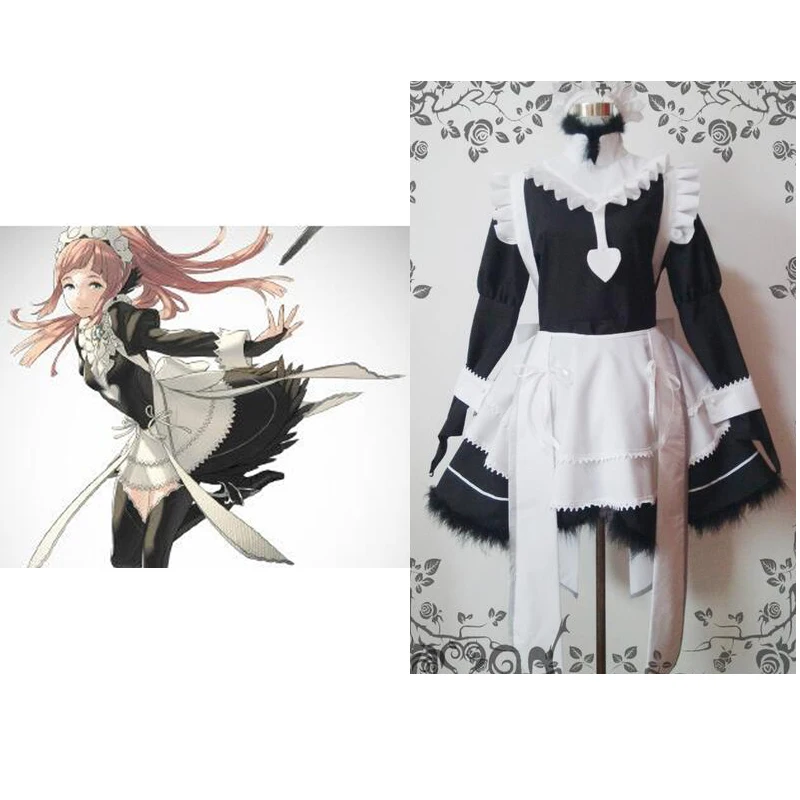 

2016 Fire Emblem If Felicia Maid Dress Raw White Cosplay Costume Custom Made