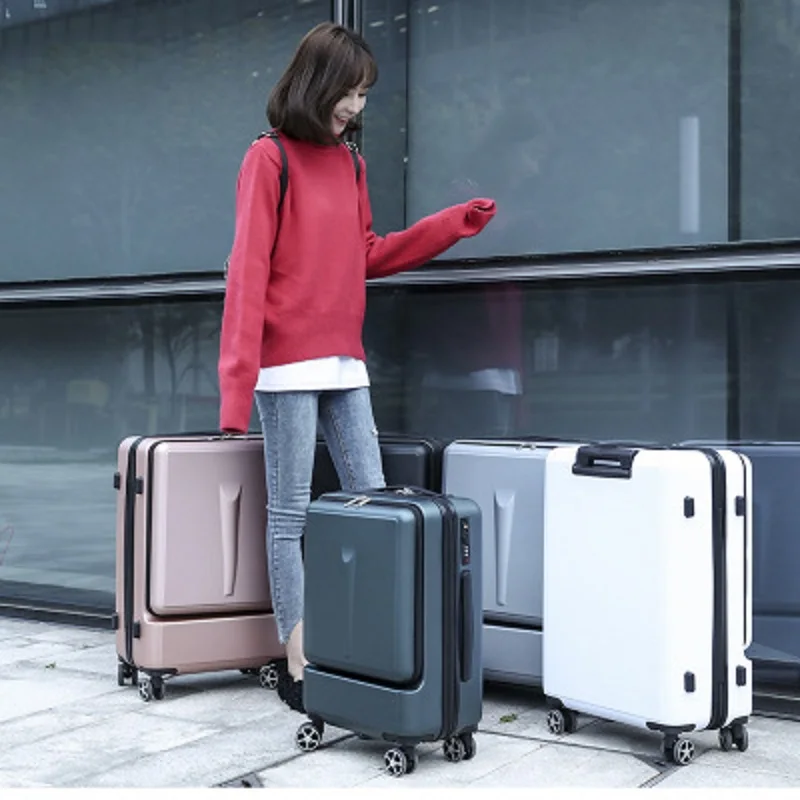 Can Board Front Computer Bag High Quality Business 20" 24"Rolling Luggage Spinner Brand Travel Suitcase