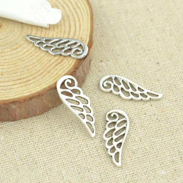 50 pcs 23*9 mm Antique Tibetan Silver Charms Bracelet Necklace Pendant  New Fashion Alloy charm wing D413