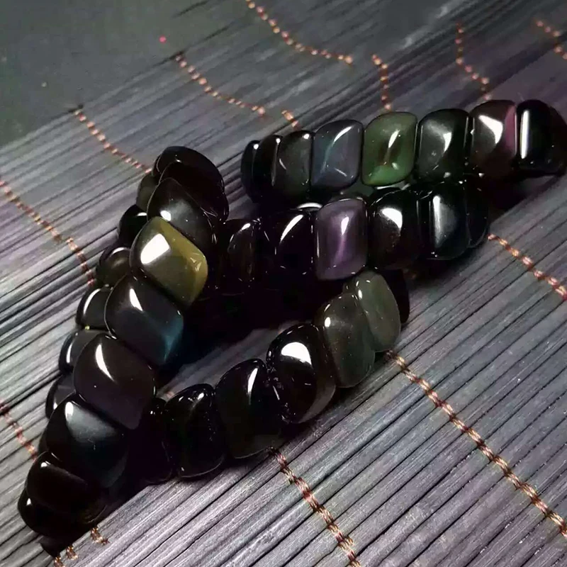 JoursNeige Natural AAA Rainbow Eye Stone Black Obsidian Bracelets Fine Caving S Shape Hand Row Jewelry Amulet Bracelets