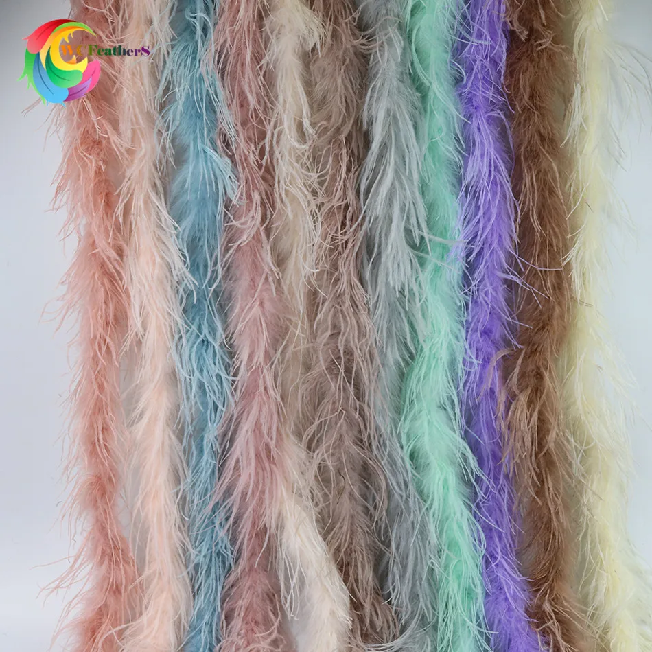 NEW! 2 meters/pc Colorful Ostrich feather boa Wedding/Dance/Apparel Accessories/Decoration feather strip 22Colors for chose