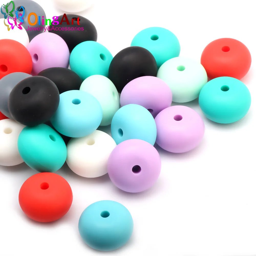 OlingArt 4pcs/Lot Teething Toys Silicone Beads Lentil 23mm Baby Toys Tooth DIY Silicone Teether Necklace Bead Jewelry Baby Care