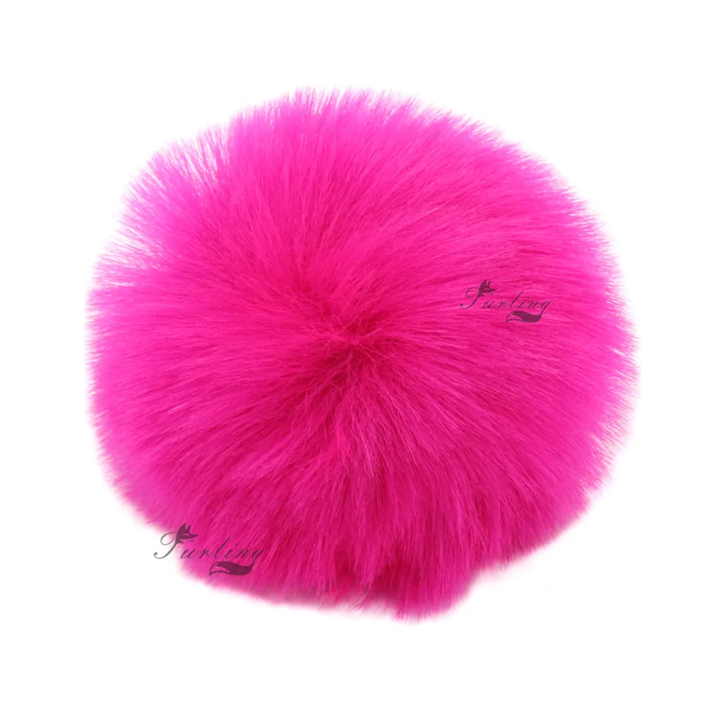 Furling DIY 12pcs 8cm Faux Fur Pom poms Ball with Elastic for Key Ring Key Chain Hangbag Hat Charm DIY Hat Scarf Accessories