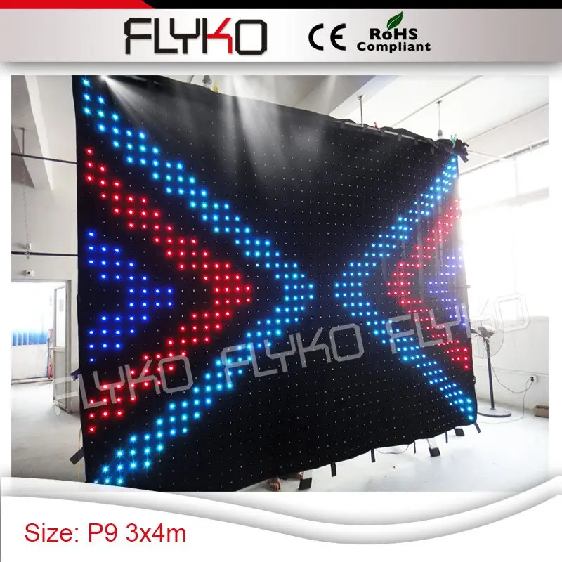 free shipping P9 decoration wedding stage backdrop 3x4m high definition led cloth led lights video curtain wall