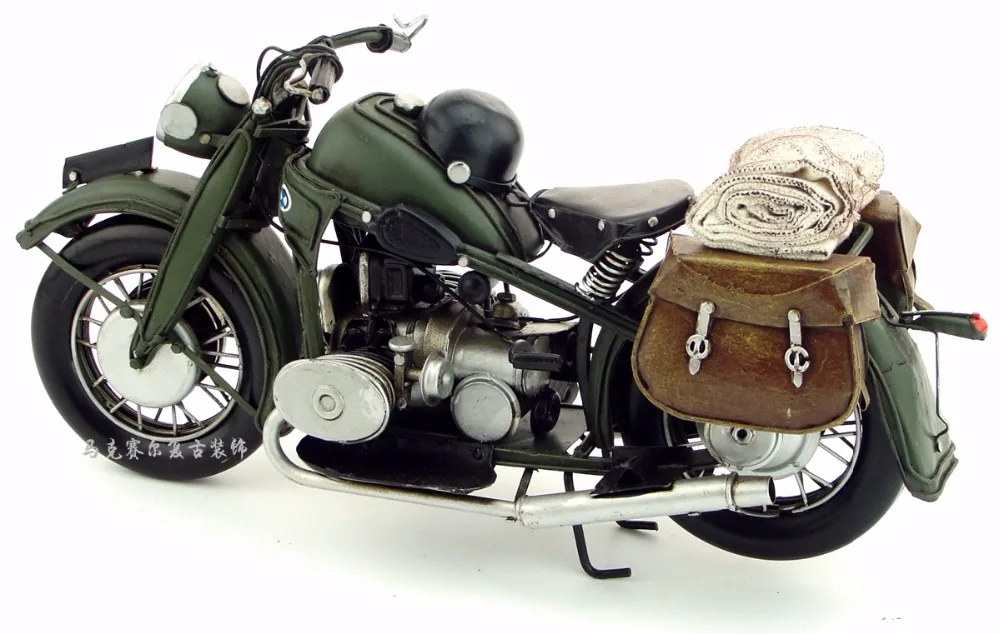 Antique classical motorcycle model retro vintage wrought creative decoration handcrafted and assembled by skilled artisans