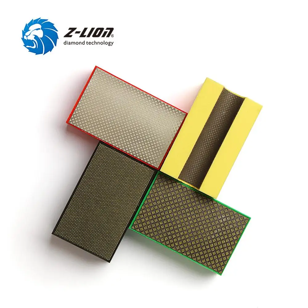 Z-LION EIectroplated Diamond Hand PoIishing Pad Foam Backed Hand Sanding Block For Grante MarbIe Stone Glass Ceramic Concret