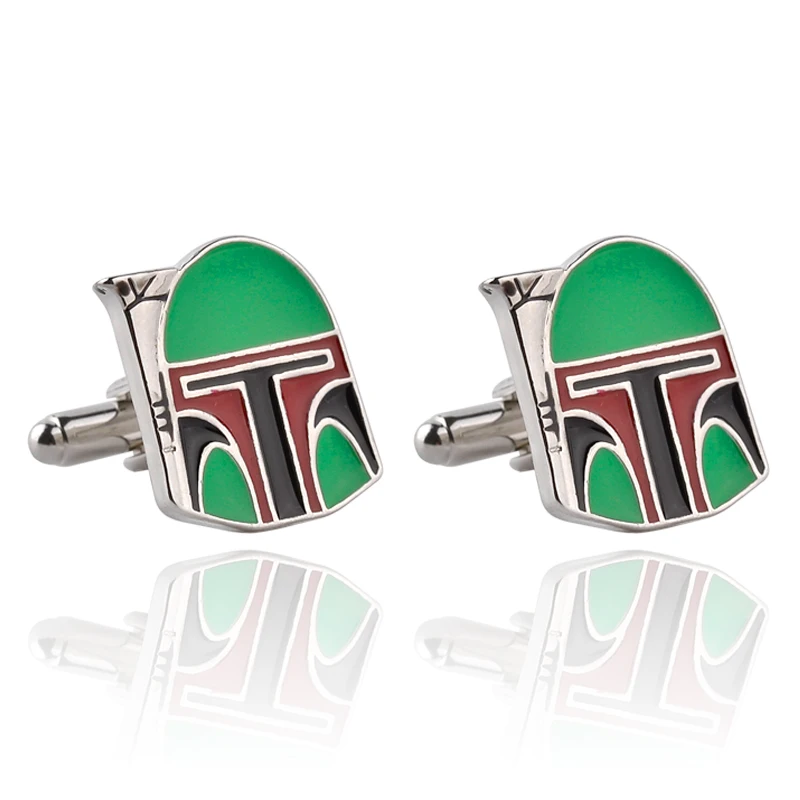 Men's Cufflinks Awesome Movie Star Wars  Boba Fett Helmet French Cuff Links for Mens Wedding Groomsmans Gift For Men Whosale