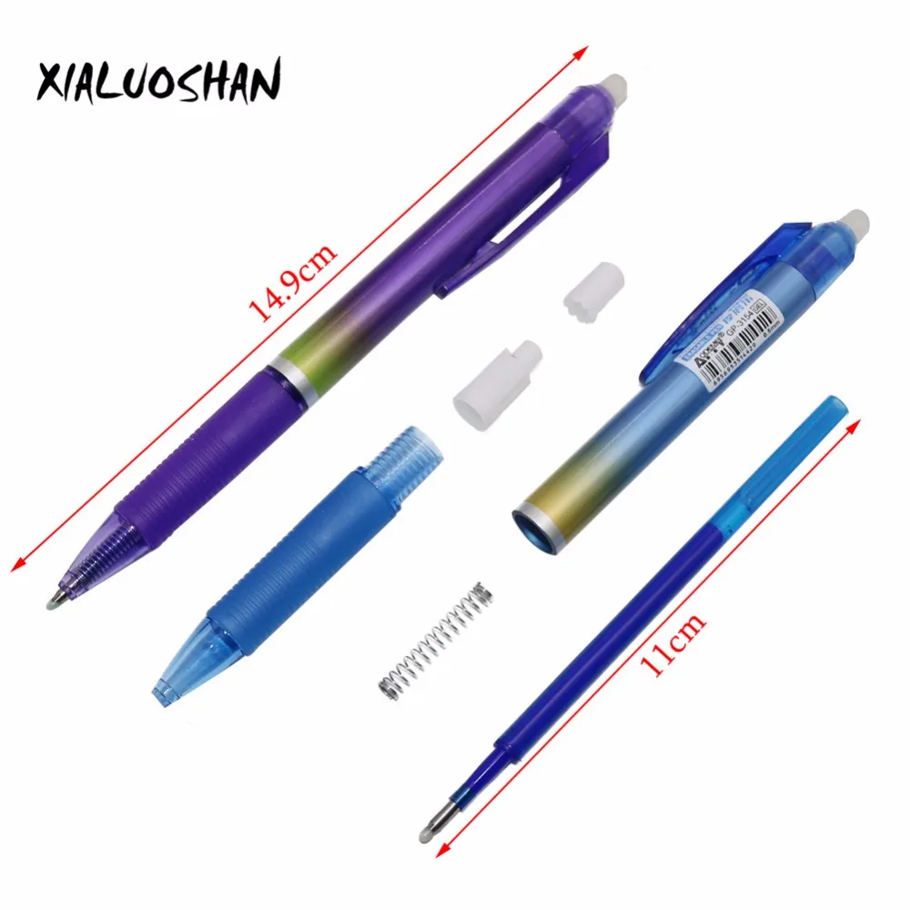 4pcs / set New 0.5mm Rainbow Color Erasable Gel Pen Rub Magic Pushed Pen With Blue Refills & Blue / Black Refills