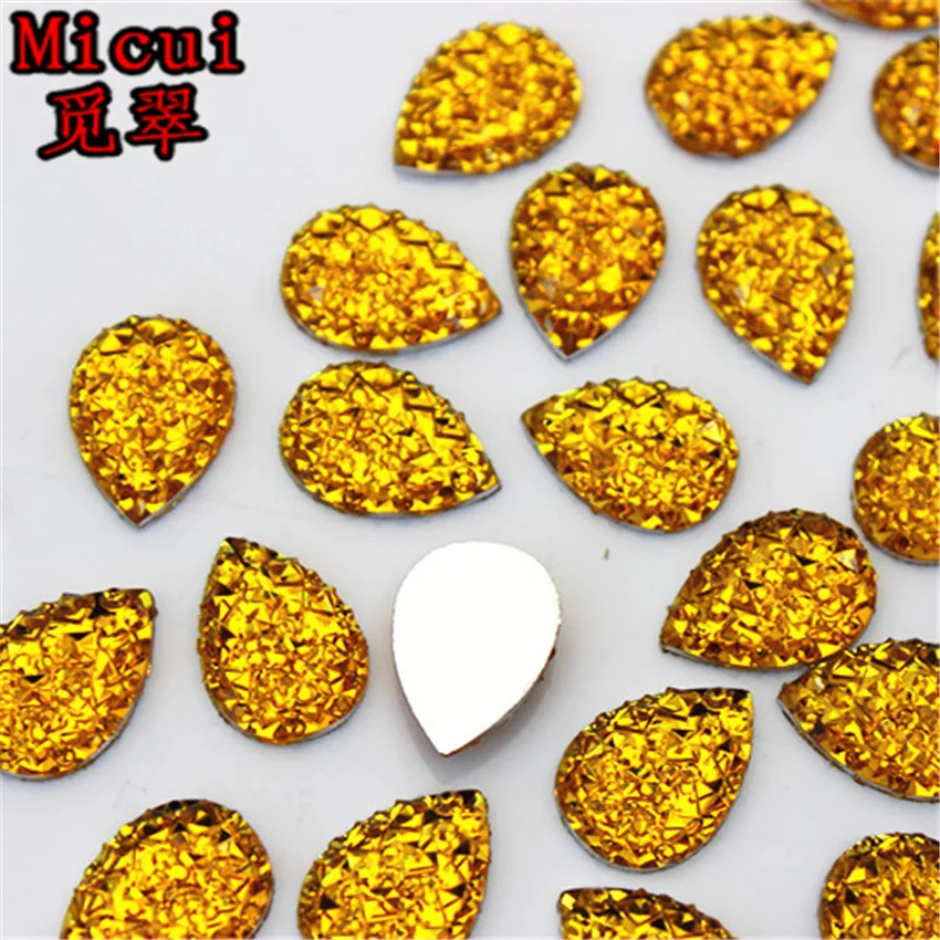 Micui 100pcs 10*14mm Crystal Resin Flatback Rhinestones Drop Crystal Stones Non Hotfix Scrapbook Strass For Wedding Crafts MC411