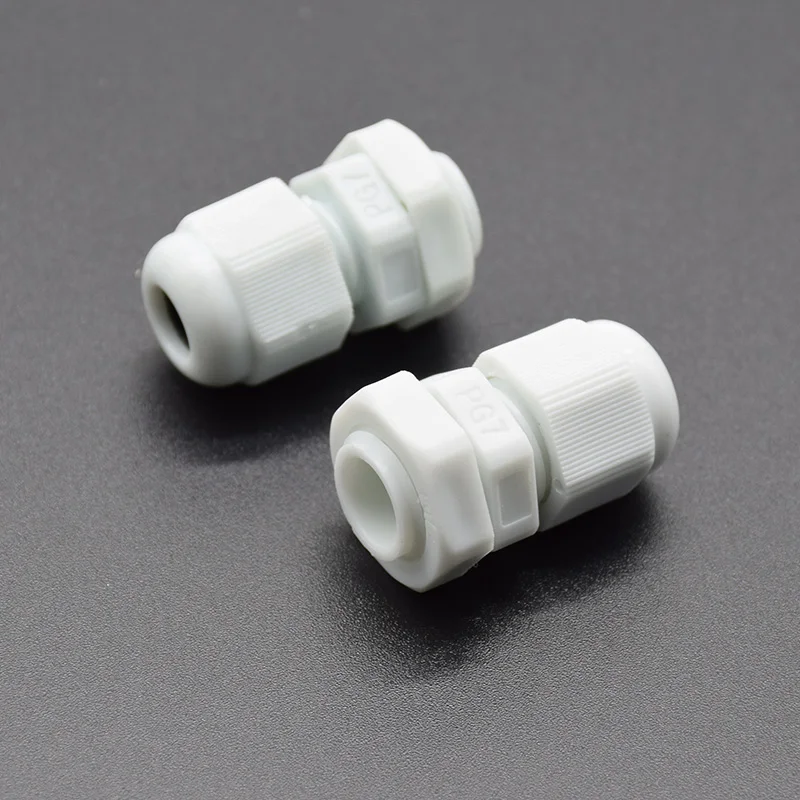 10pcs IP68 white PG7 PG9 PG11 PG13.5 PG16 for 3-6.5mm-14mm Wire Cable CE Waterproof Nylon Plastic Cable Gland Connector