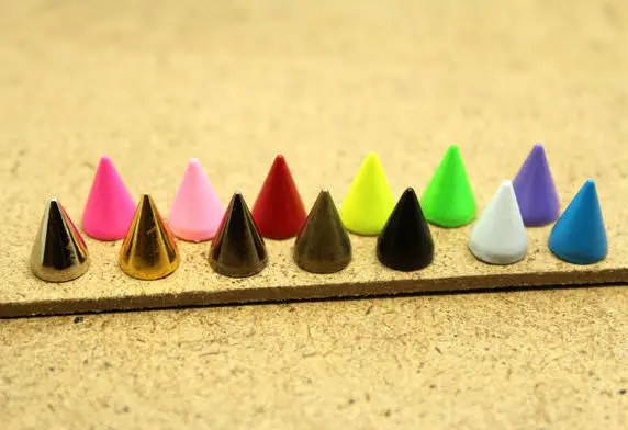 50sets 7*10mm Cone Colored Studs And Spikes For Clothes DIY Handcraft Garment Rivets For Leather Bag Shoes Tachuelas Ropa