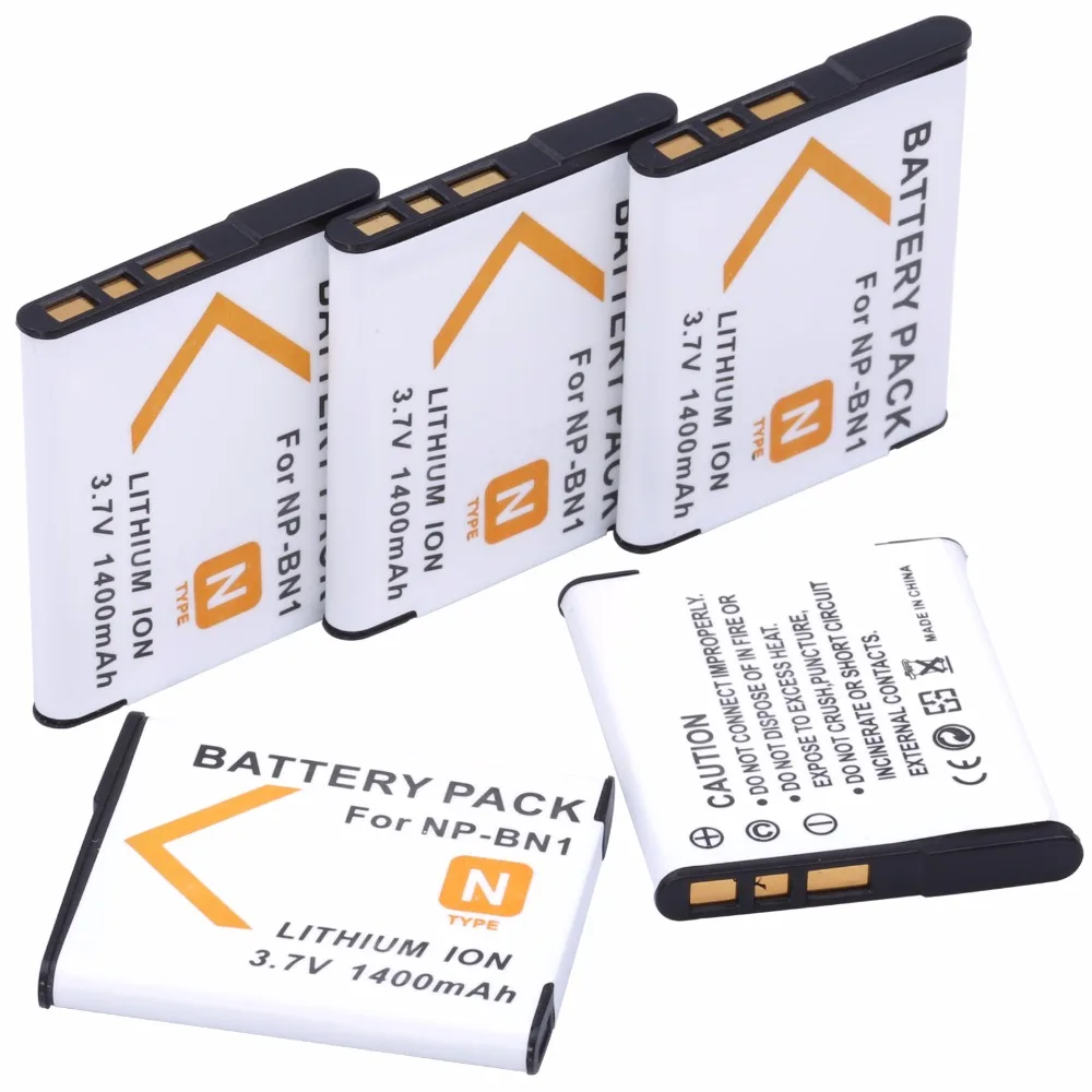 5Pcs PROBTY NP-BN1 NPBN1 NP BN1 Battery for SONY CyberShot DSC TX9 T99 WX5 TX7 W390 W380 W350 W360 QX100 W370 W730 Camera
