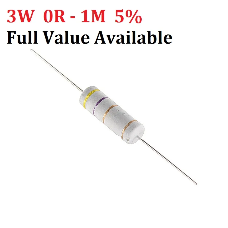 

Free Ship 100pcs 3W Carbon Film Resistor (0R To 1M) 10K Ohm 10K 4.7k 2.2K 1K 100K Metal Film 3/5/6/7/8/0/9.1.2.3.4.5.6.7.8./R/K