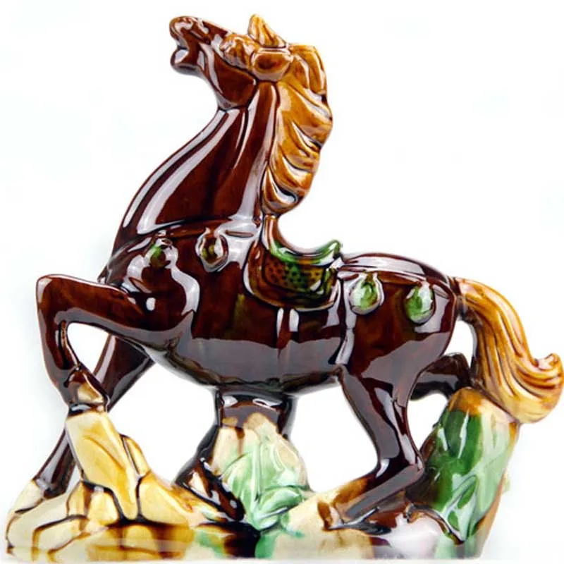 

Ceramic Horse Crafts Animal Ornaments Home Furnishing Office Decoration Auspicious Business Gift Table Decor & Accessories