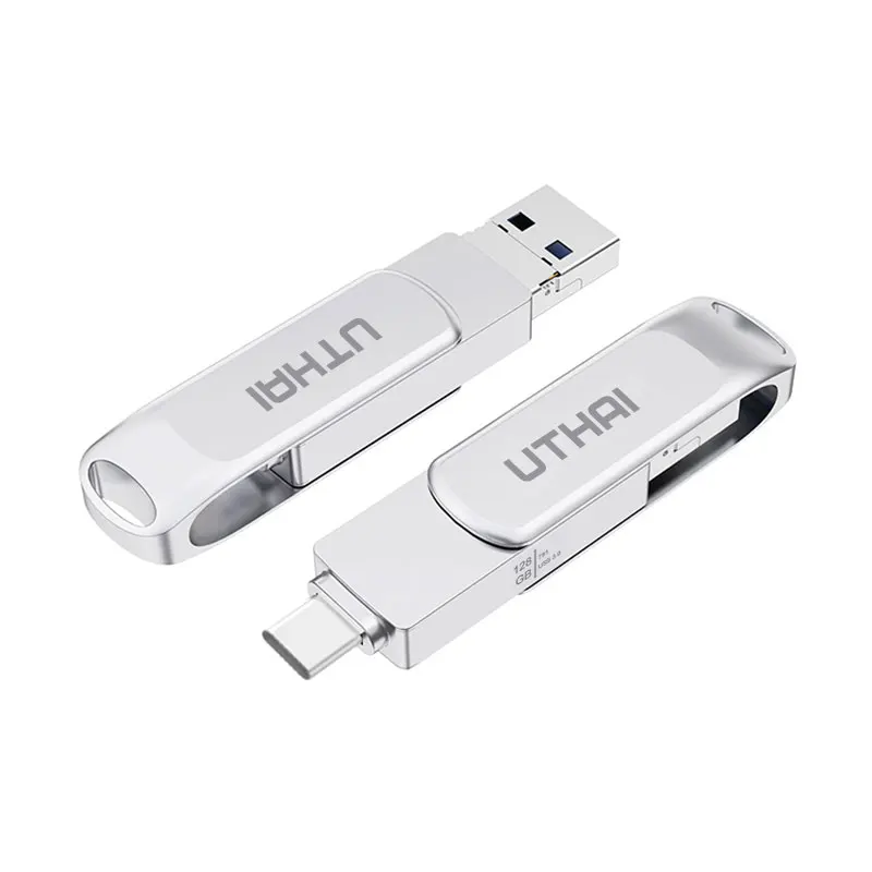 UTHAI-unidad Flash USB 3,0 3 en 1, Microsd tipo C, 128GB, multimetal, 64GB, disco U