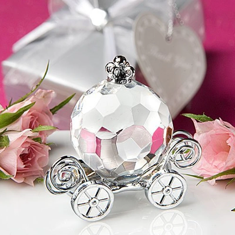 

80Pcs Wedding Gifts For Guests Crystal Cinderella Pumpkin Coach Favors Crystal Wedding Favors DHL Fedex Free Shipping