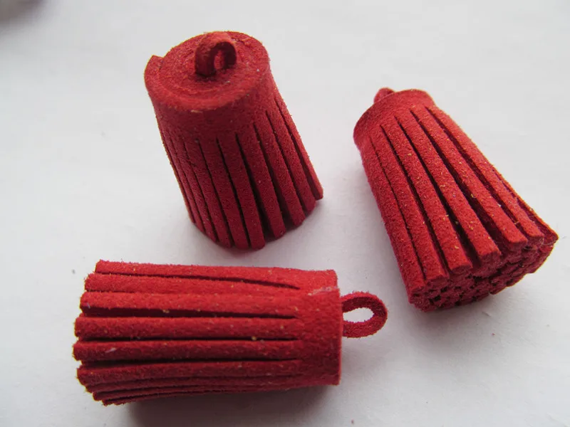 Free Shipping 10pcs 33mm Handbag Tassels,DIY Accessories,Red Korean Fleece Suede Cord,Chamois Macrame Bag Component