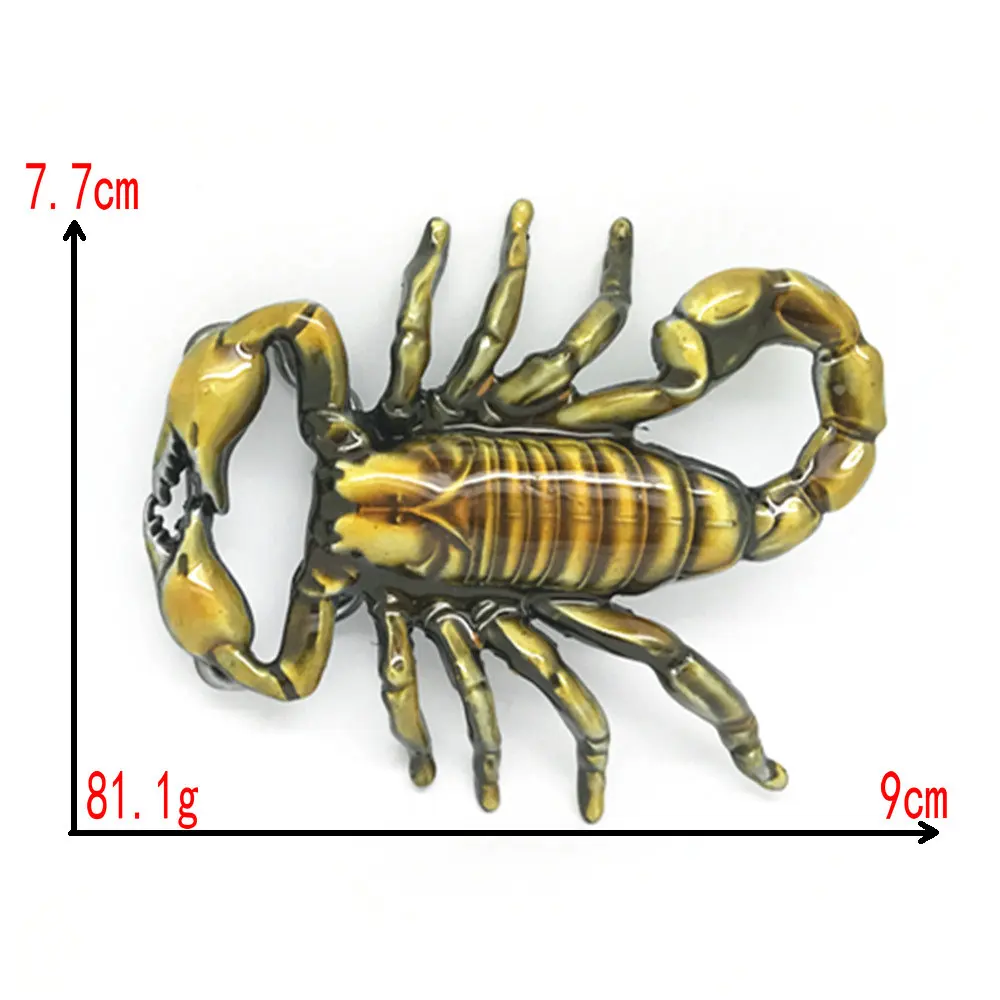 Accesorios para cinturón, hebilla de Metal para cinturón de 4cm, escorpión 3D amarillo, Color amarillo