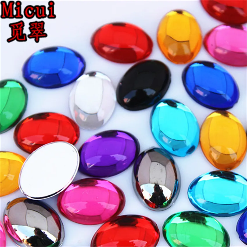 Micui 50 sztuk 13*18mm Mix kolorów owalne akrylowe Rhinestone Flatback kryształowe kamienie do rzemiosła jubilerskiego dekoracje odzieżowe MC725