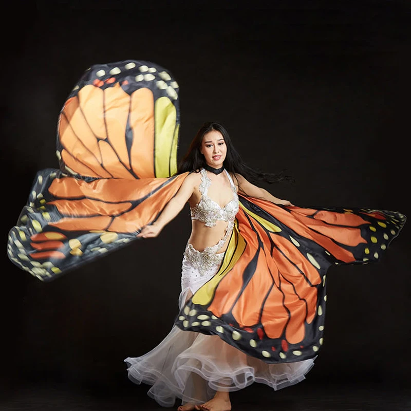 Creative Orange Rainbow Butterfly Belly Dance Isis Wings Bellydance Costumes Accessory Stage Play Club Performance Props Wing