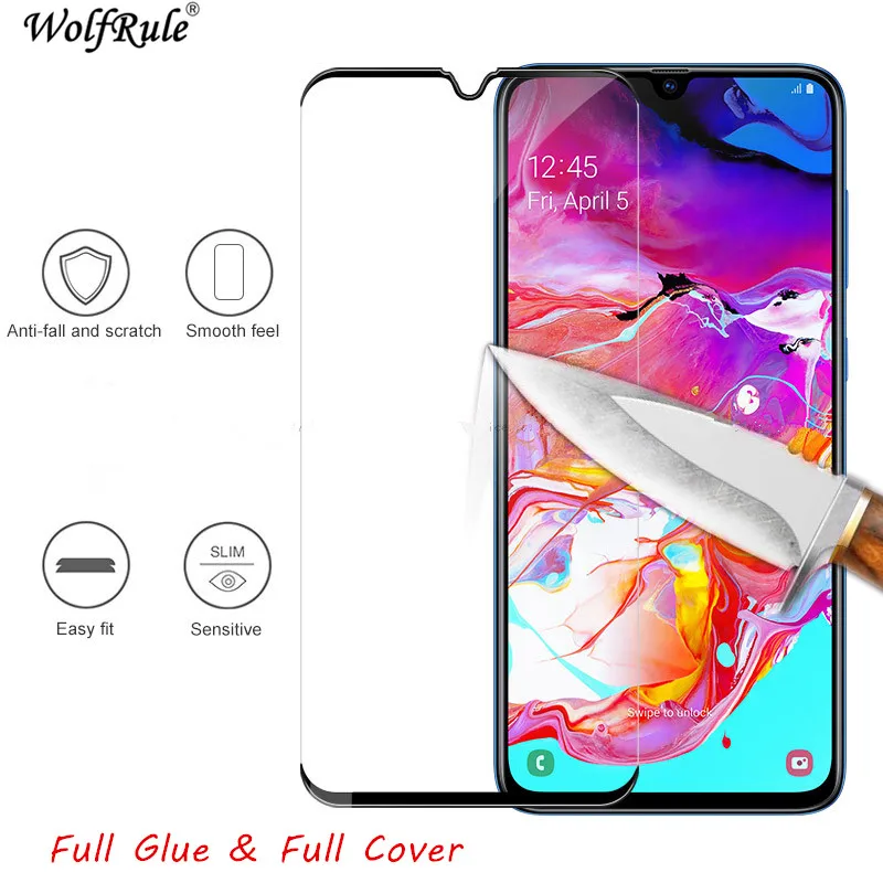 2 шт ЖК-экран Защитная пленка для Samsung Galaxy A70 полное клеевое стекло для Samsung A70 полное покрытие закаленное стекло SM-A705F