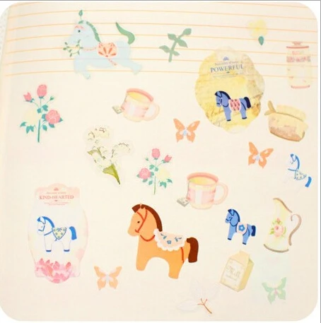 DIY Decorative Paper Stickers Cute Horse for Home Decoratives 3 sheets/set