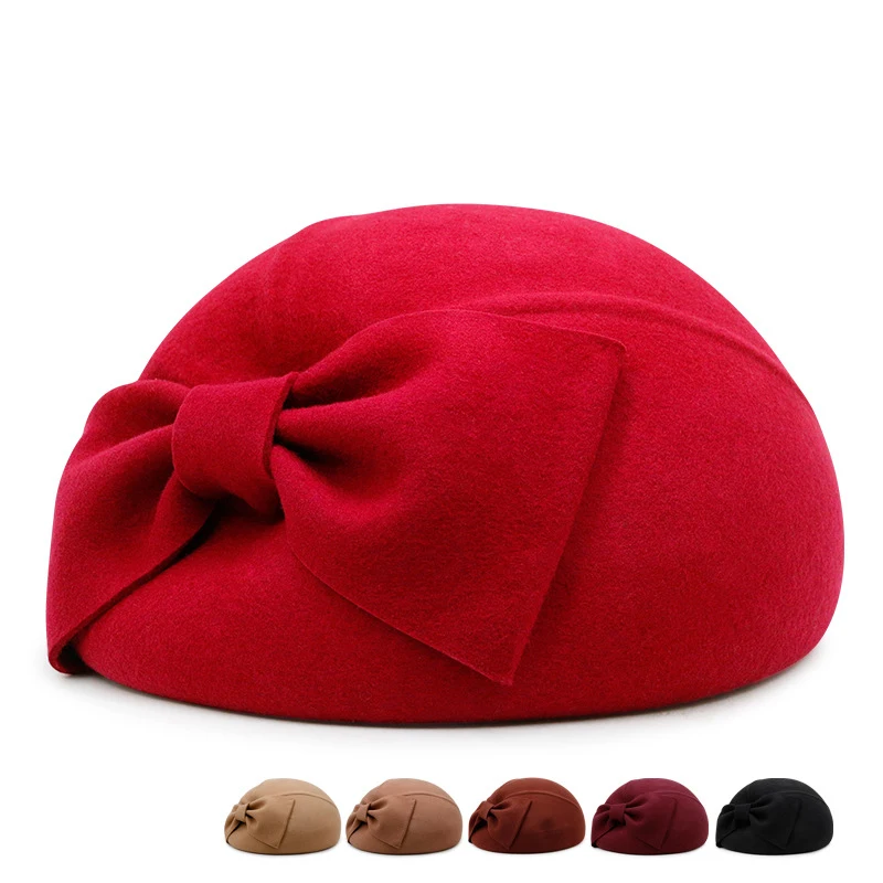 Kagenmo Fashion Women Woolen Berets High-End Elegant Ladies Berets Sweet Premium Wool Autumn And Winter Female Hat