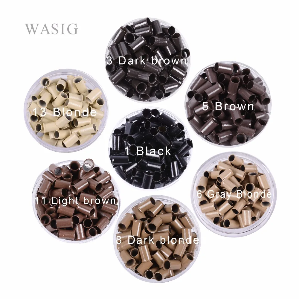 10000Pcs 3.4*3.0* 6mm Flare Euro Lock Copper Tubes Micro Rings Links Beads for Stick I Tip Hair Extensions 7 Colors Optional