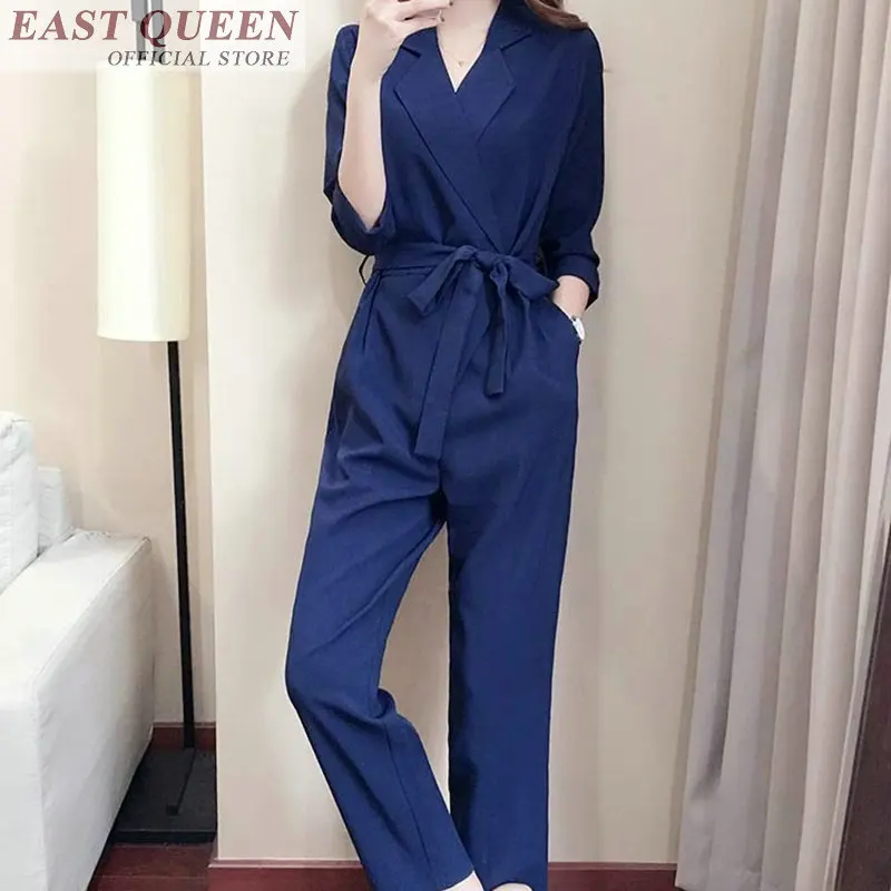 Jumpsuits ผู้หญิงข้อเท้าความยาวกางเกง sashes ธุรกิจ overalls สำหรับผู้หญิง elegant casual office lady jumpsuit DD630 L