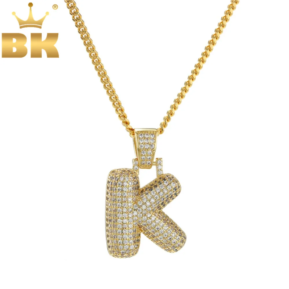 Cute 26 English Word Letters Pendant A-Z Necklaces Bubble Initial Letters Single Word Cubic CZ  Hiphop Jewelry Fashion Gifts