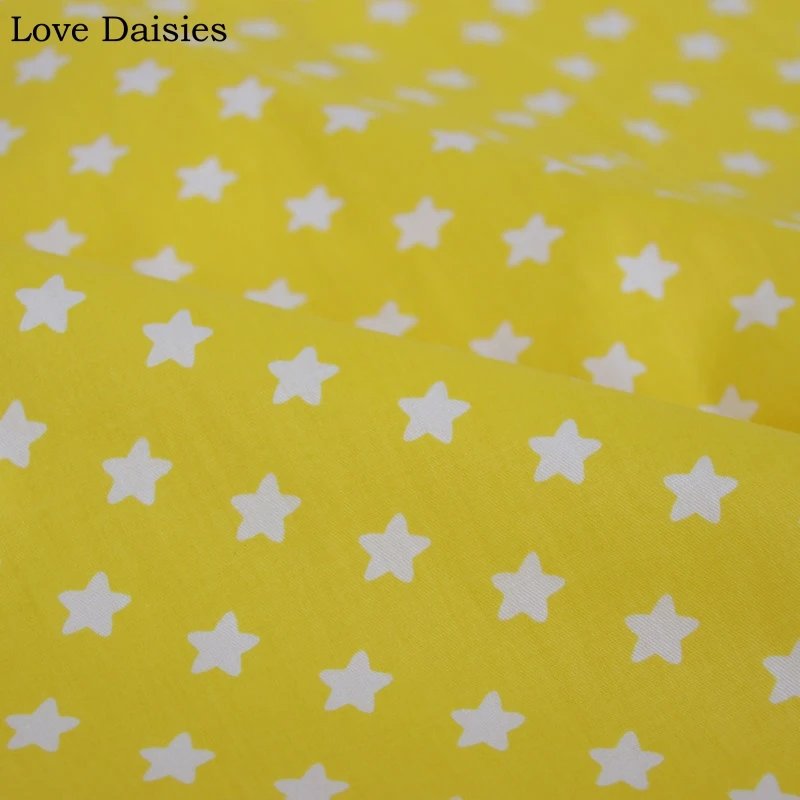 100% cotton twill cloth simple PINK GRAY BLUE AQUA YELLOW small stars fabrics for DIY bedding cushion patchwork handwork decor