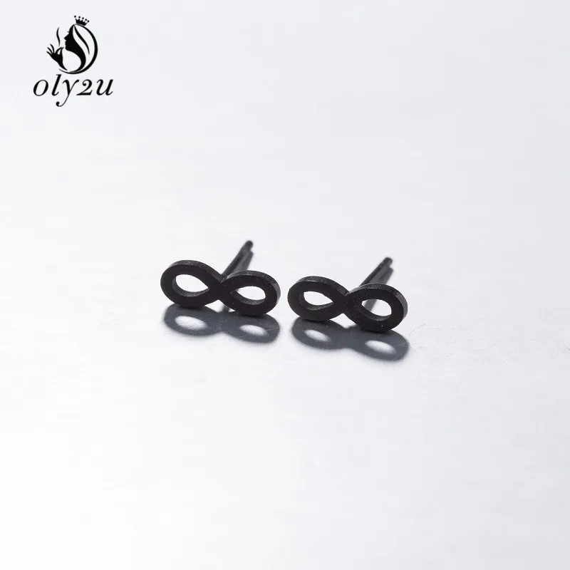 Oly2u Kpop Korean Fashion Infinity Small Earrings Stainless Steel Earrings For Girls Ear Studs Women Jewelry Elegant Gifts