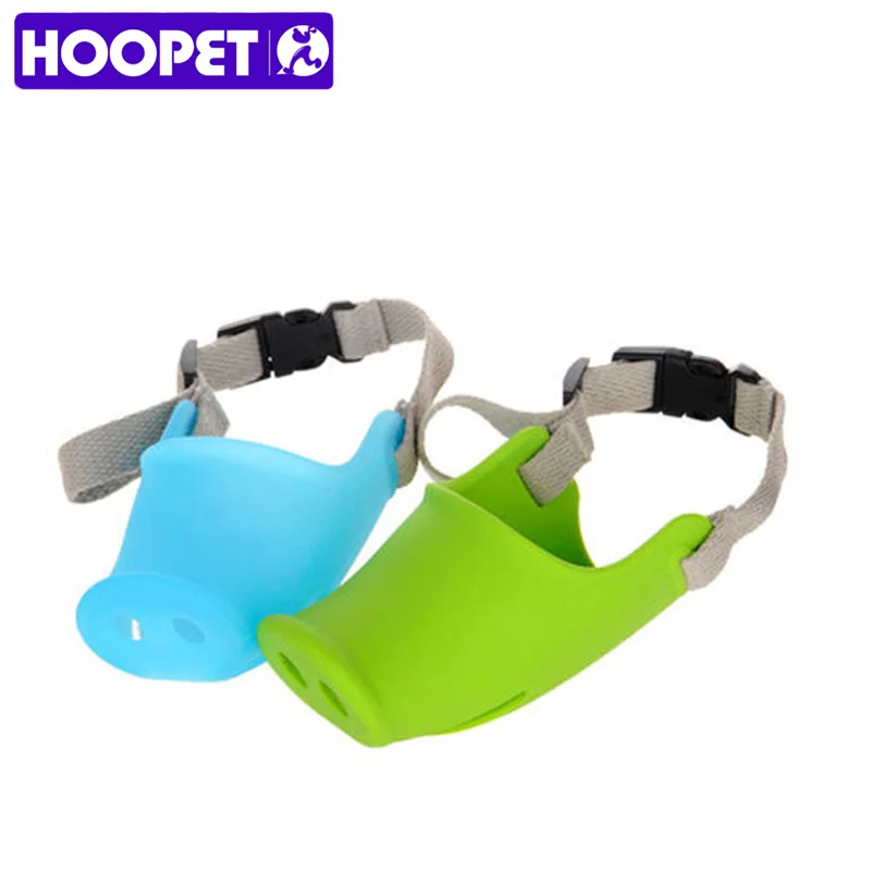 HOOPET Breathable Cute Pig Dog Muzzle Silicone Anti-bite Dog Muzzles Stop Bark Bite Mouth Mask Adjustable for Small Dog Pets