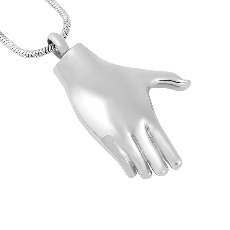 IJD9715 Hand of God Memorial Necklace Plain Stainless Steel Cremation Ash Keepsake Urn Pendant Necklace Funeral Ash Urn Jewelry