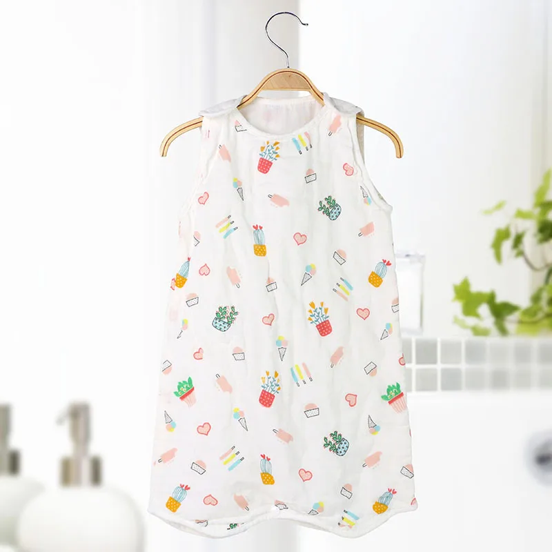 Sleeping Bag Baby Six Layers Cotton Washed Gauze Muslin Blanket Thick Soft Vest Type Cotton Gauze Newborn Baby Sleeping Sacks