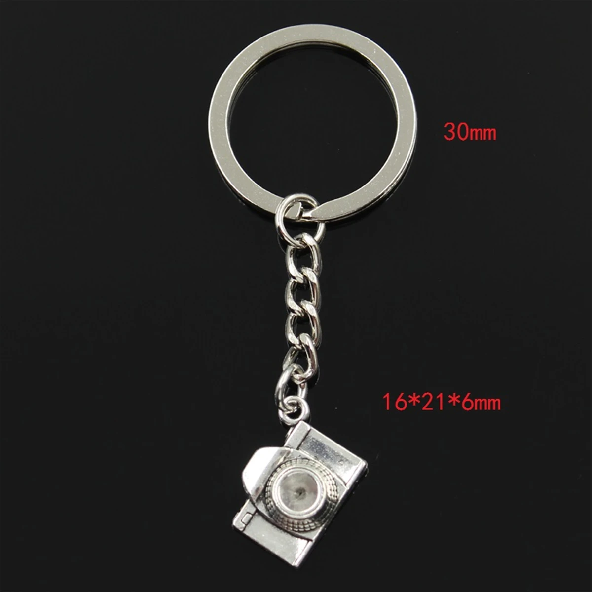 New Fashion Men 30mm Keychain DIY Metal Holder Chain Vintage Retro Camera 16x21x6mm Silver Color Pendant Gift