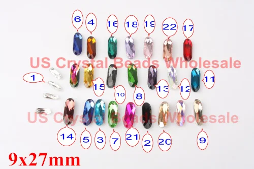 

50pcs/lot 9x27mm AAA top quality cosmic long square fancy stone glass crystal fancy stone 23 colour F14301-14323