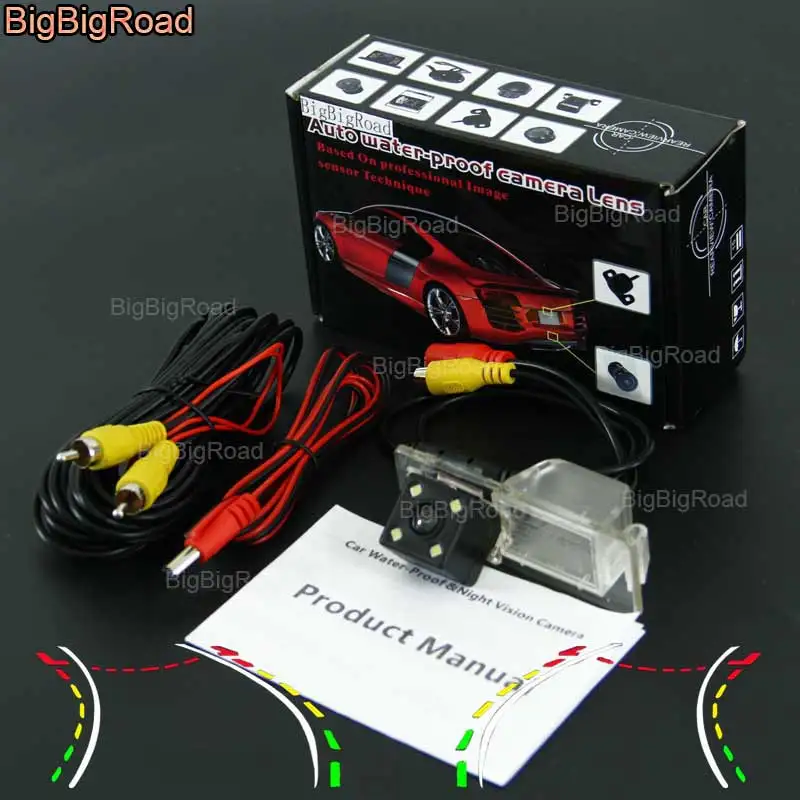 BigBigRoad Car Intelligent Dynamic Track Rear View Camera Night Vision For Cadillac SRX XTS CTS Roewe 950 Opel Mokka 2012