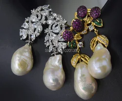 one pair FRESHWATER PEARL reborn keshi drop white earrings   wholesale beads nature  FPPJ