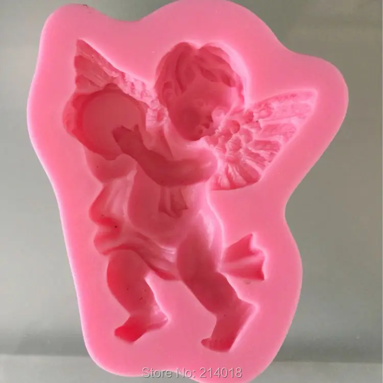 New Arrival Lovely Angel Boy With Drum Shape 3D Silicone Cake Mold Fondant Cake Tools For Cupcake Moulds Silicone Rubber PRZY