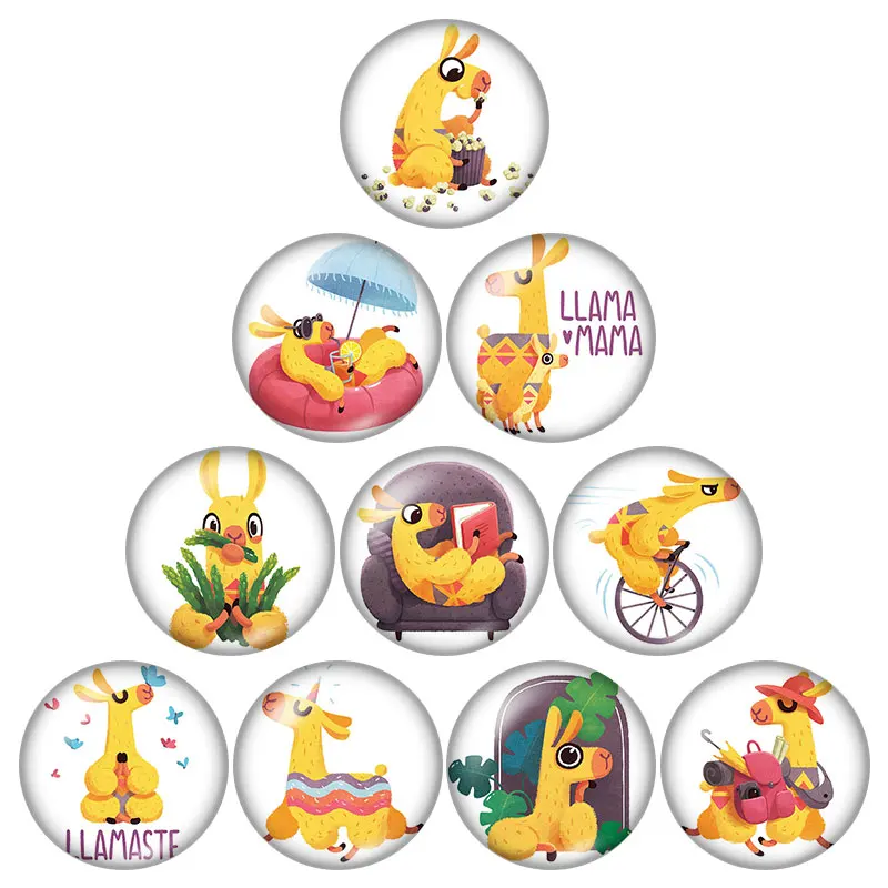 New Lovely Cartoon Animals mixed 10pcs 12mm/18mm/20mm/25mm Round photo glass cabochon demo flat back Making findings