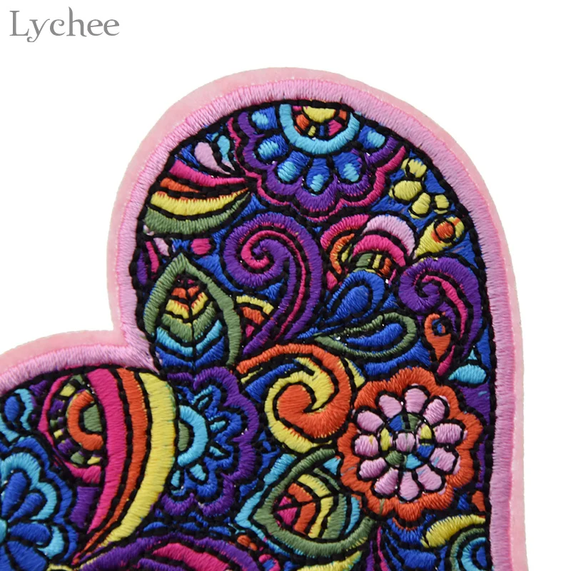 Lychee Life Floral Pattern Embroidered Iron On Patch DIY Embroidery Handmade Crochet Sew On Patch Clothes Appliques