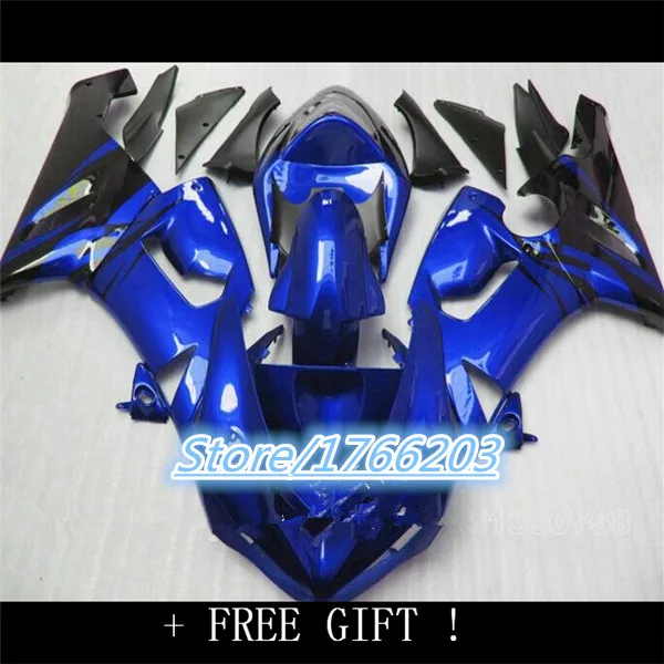 

Tank Cover For KAWASAKI NINJA factory blue ZX6R 05-06 Q993 ZX-6R ZX 6R 636 ZX636 blue black 05 06 2005 2006 Fairing Ning