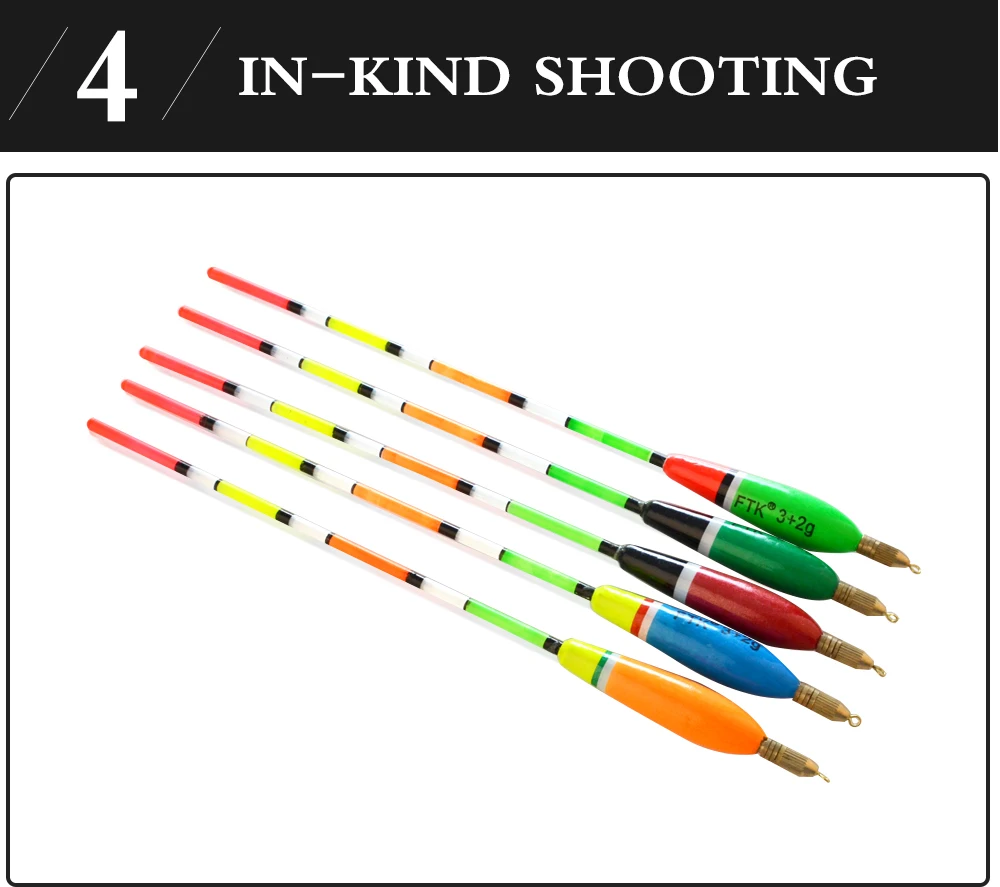 FTK 5 Stück/Set Schwimmer 3+2g 4+2g 5+2g 6+2g Gemischte Farben Barguzinsky-Fichten-Schwimmer Vertikale Schwimmer für Karpfenangeln Angelzubehör – Detail 7