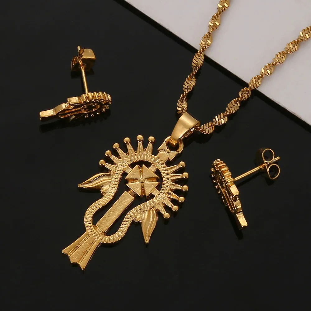 Ethiopian Eritrea Habesha Gold Color Jewelry Sets African Set Women Wedding Gifts African Jewelry