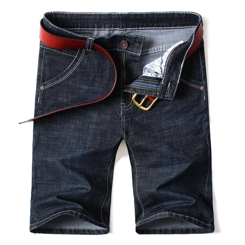 42 44 46 Plus Size 2023 Summer New Men Slim Denim Shorts Business Casual Stretch Black Blue Solid Color Short Jeans Male Brand