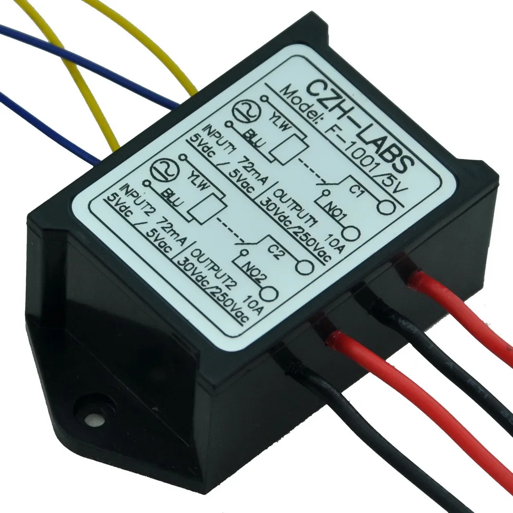 Módulo de relé de potencia de 10 amperios, SPST-NO Dual, voltaje de Control de 5V CA/CC