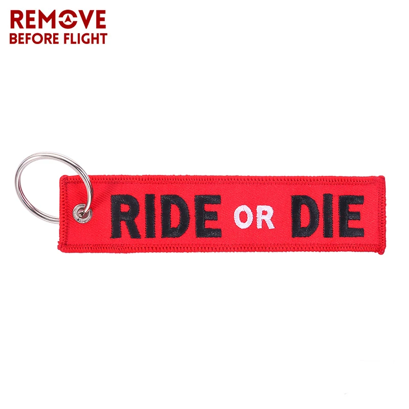 3PCS RIDE OR DIE Keychain for Motorcycle Fashion Key Rings Embroidery Key Tag llavero Car Parts and Accessories Wholesale Tags