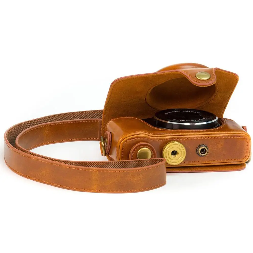 حقيبة كاميرا رقمية من جلد البولي يوريثان لكامل الجسم ، جراب مناسب بدقة مع حزام كتف لكانون PowerShot SX740 SX730 SX720